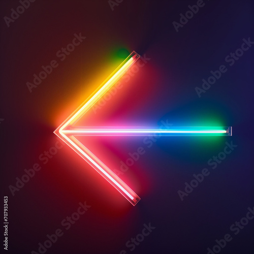 neon arrow on black background photo