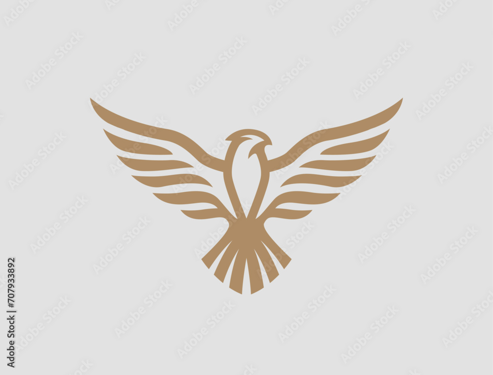 Fototapeta premium Flying eagle logo design. Vector illustration. Stylized bird logotype.