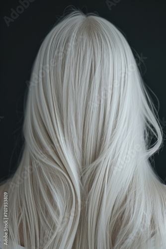 Close up view of a person with long white hair. Suitable for use in beauty and fashion related projects