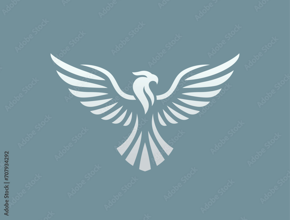 Obraz premium Flying eagle logo design. Vector illustration. Stylized bird logotype.