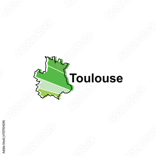 Toulouse City Map Vector isolated illustration of simplified administrative, map of France Country design template