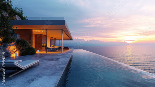 Beautiful modern house perched on a sea
