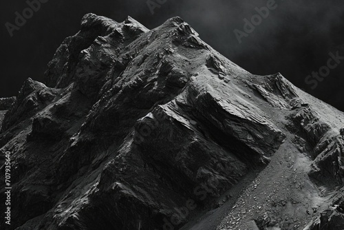 A black and white photo showcasing a majestic mountain. This picture can be used in various contexts