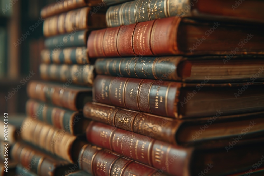 A stack of books neatly arranged on top of each other. Perfect for educational or literary themes A stack of books neatly arranged on top of each other. Perfect for educational or literary themes