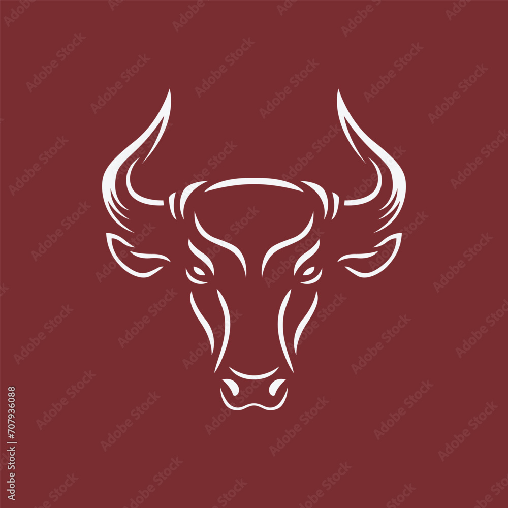 Elegant bull head logo design. Creative bull horns symbol. Vector illustration. Elegant bull head logo design. Creative bull horns symbol. Vector illustration.
