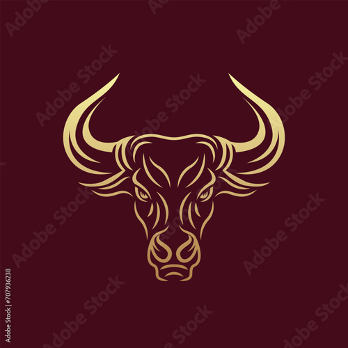 Elegant bull head logo design. Creative bull horns symbol. Vector illustration. 