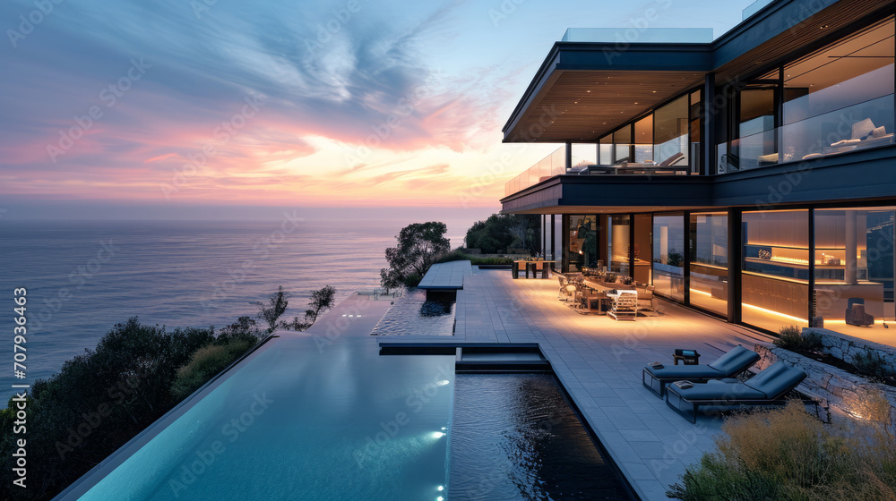 Beautiful modern house perched on a sea