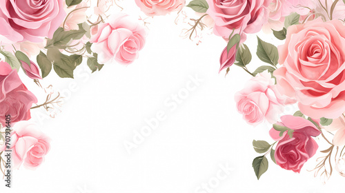 Pink rose composition background, decorative flower background pattern, floral border background
