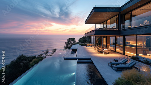 Beautiful modern house perched on a sea