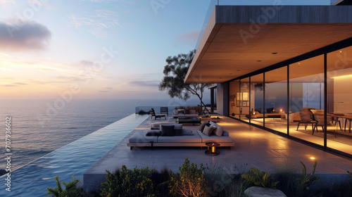 Beautiful modern house perched on a sea © MNFTs
