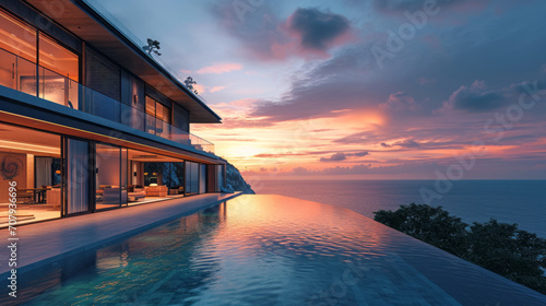 Beautiful modern house perched on a sea