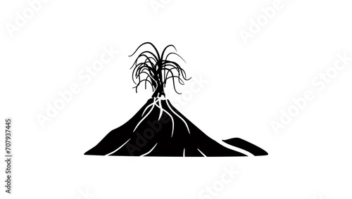 volcano, black isolated silhouette