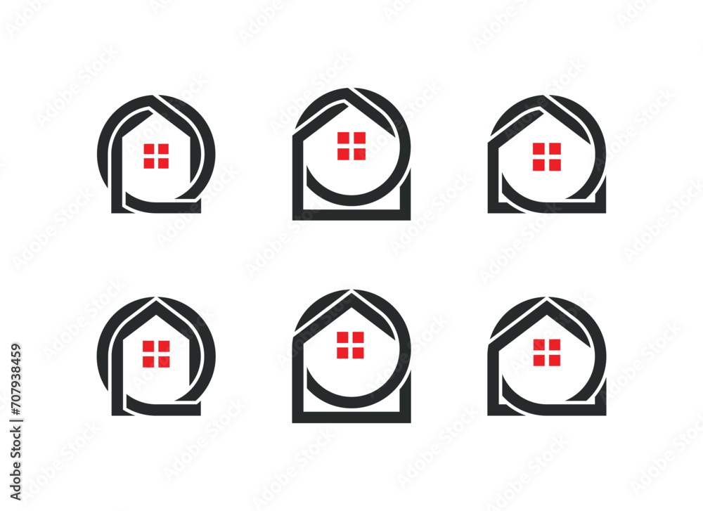 initial Letter O Home Logo Concept icon sign symbol Element Design. House, Mortgage, Realtor, Real Estate Logotype. Vector illustration template initial Letter O Home Logo Concept icon sign symbol Element Design. House, Mortgage, Realtor, Real Estate Logotype. Vector illustration template