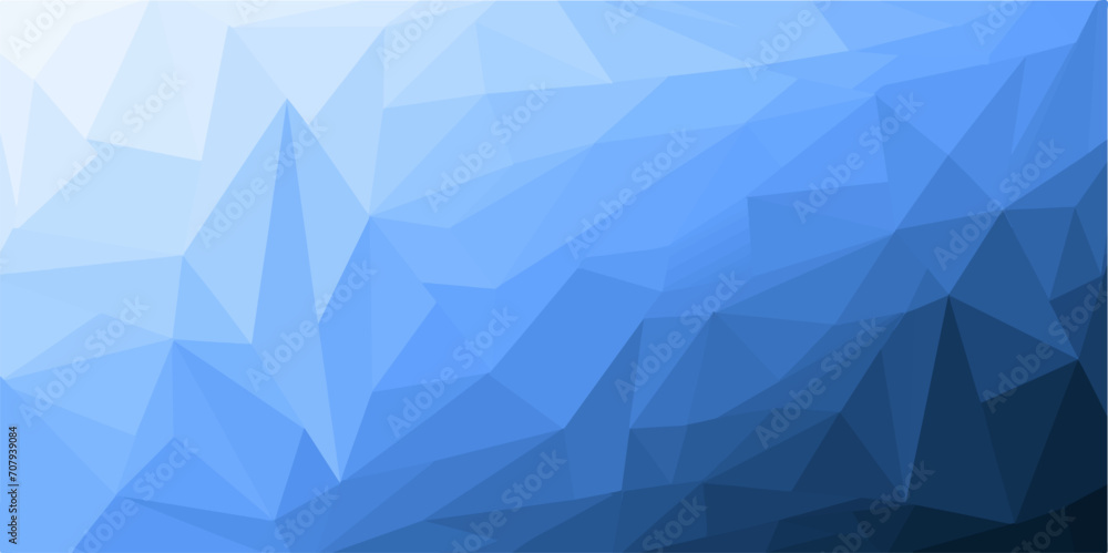 Abstract gradient bue low poly, triangle mosiac background vector illustration.Abstract Geometric Origami Style with Gradient.Presentation,Website, Backdrop, Cover,Banner,Pattern Template