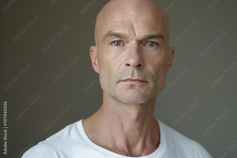A bald man looking directly at the camera. Suitable for professional or casual use A bald man looking directly at the camera. Suitable for professional or casual use