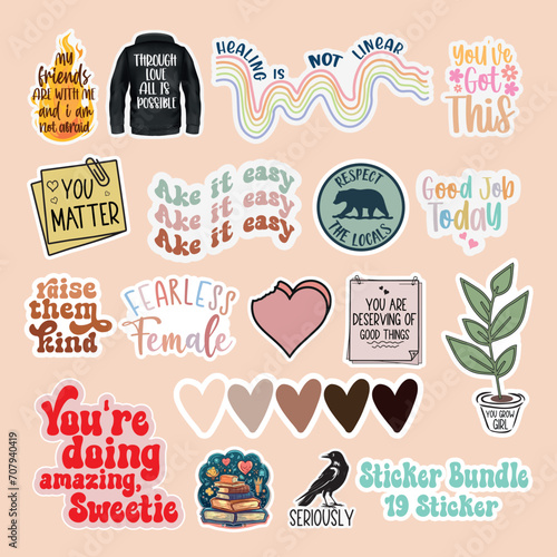 StickerDesign Bundle, Sticker Bundle, affirmation sticker, waterproof sticker, colorful sticker photo