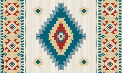 American tribal ethnic native pattern.Traditional Navajo,Aztec,Apache,Southwest and Mexican style fabric pattern.Abstract vector motifs pattern.For fabric,clothing,blanket,carpet,woven,wrap,decoration