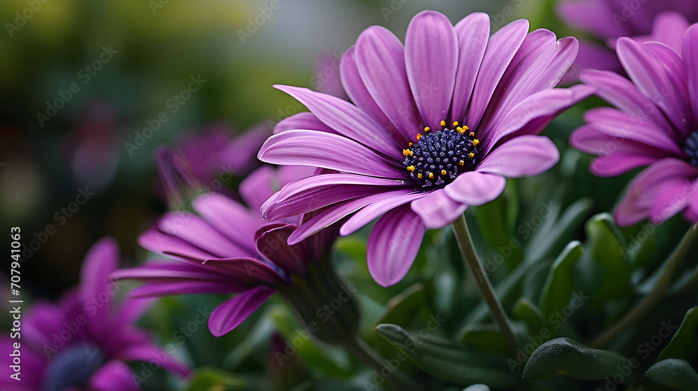 Obraz premium Vibrant Purple Daisy Flowers in Full Bloom