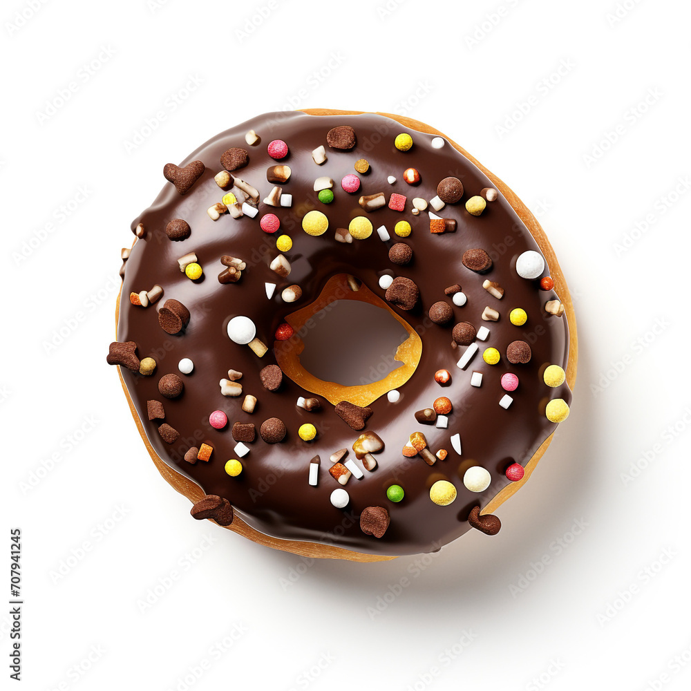 top view photography of a donut isolated on a transparent background created with Generative Ai top view photography of a donut isolated on a transparent background created with Generative Ai