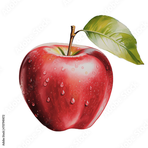 Generative AI red apple with leaf