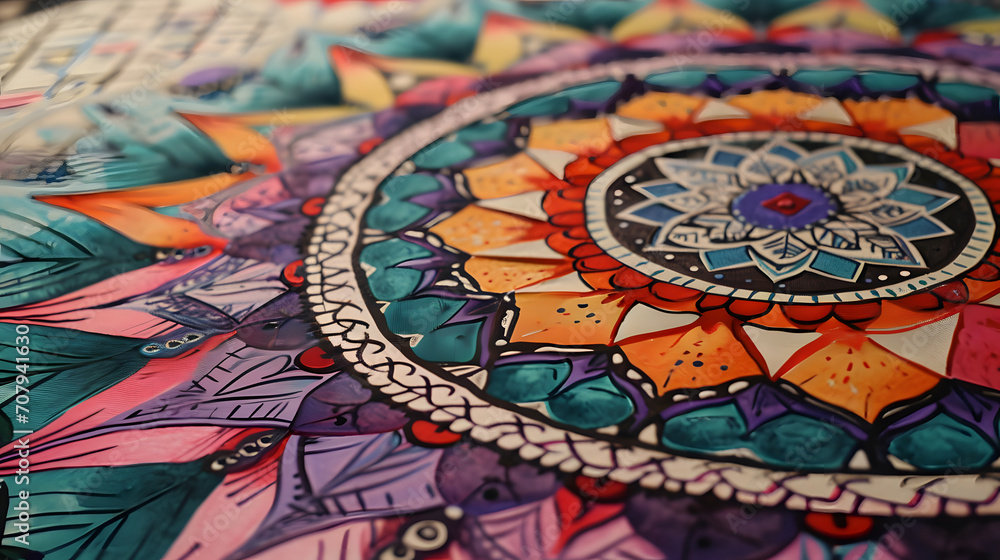 Vibrant Mandala Artwork with Intricate Patterns and Colorful Design