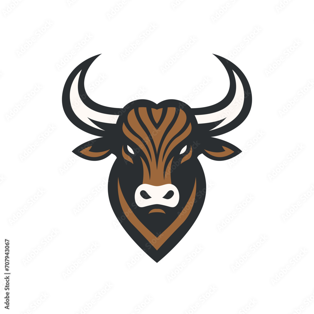 Bull head logo design. Creative bull horns symbol. Vector illustration. Bull head logo design. Creative bull horns symbol. Vector illustration.