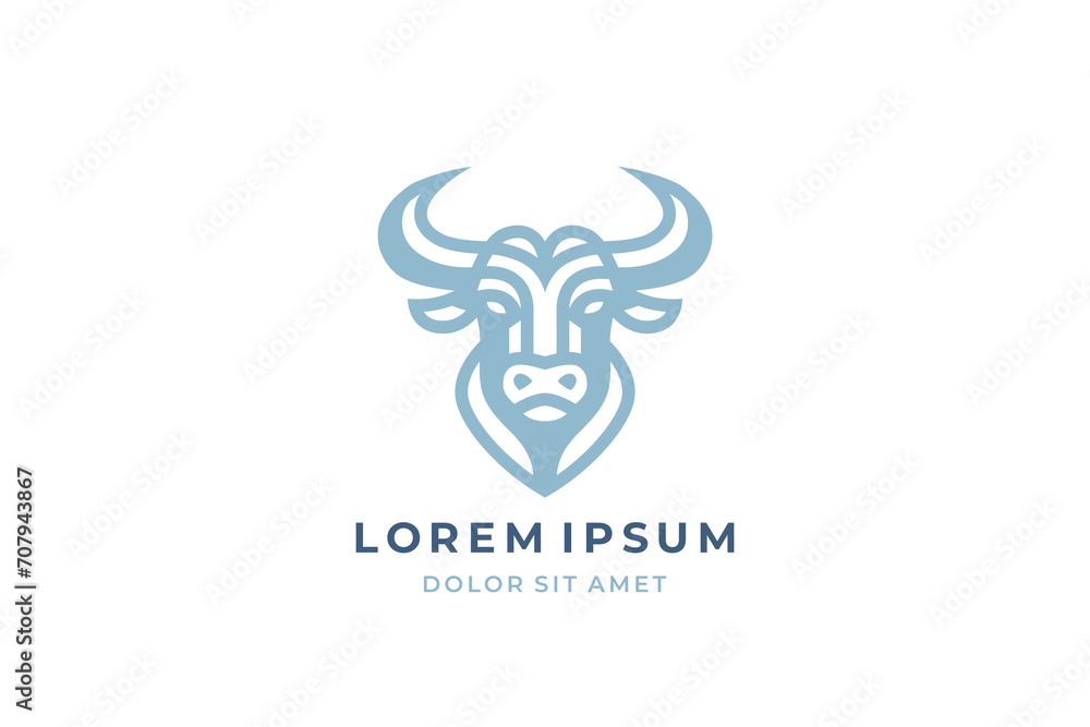 Bull head logo design. Creative bull horns symbol. Vector illustration. Bull head logo design. Creative bull horns symbol. Vector illustration.