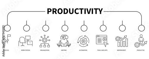Productivity banner web icon vector illustration concept
