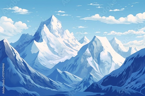 Abstract illustration of snowy mountain range AI Generated