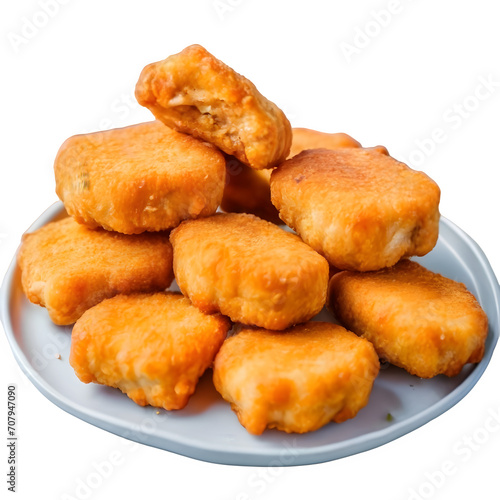 chicken nuggets, isolated, white and transparent background. © yisby