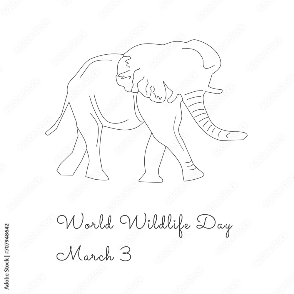 single line art of World Wildlife Day suitable for World Wildlife Day enjoy.