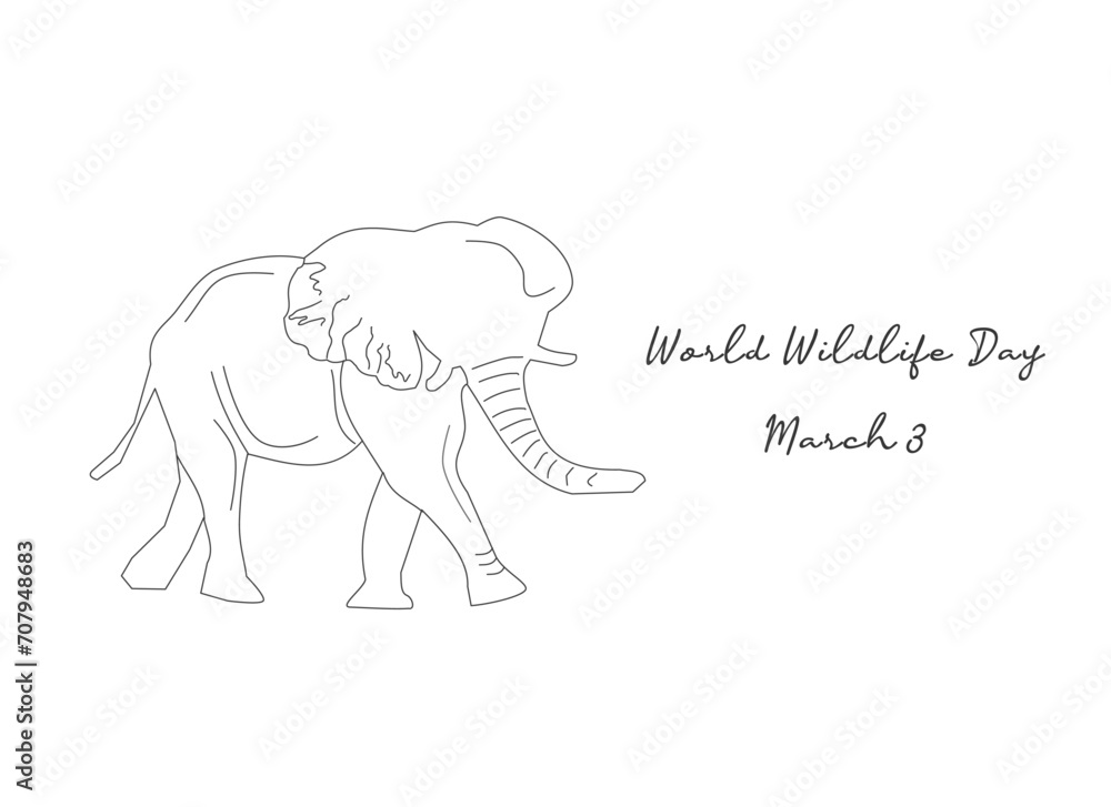 Obraz premium single line art of World Wildlife Day suitable for World Wildlife Day enjoy.