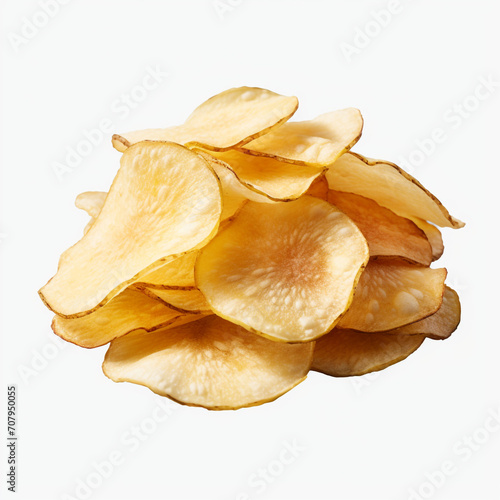 photography of potato chips isolated on a transparent background created with Generative Ai