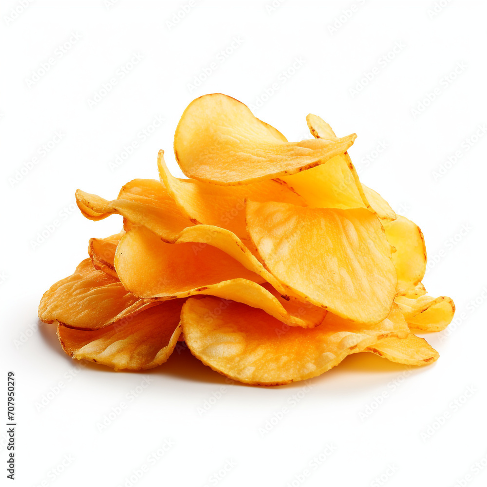 photography of potato chips isolated on a transparent background created with Generative Ai photography of potato chips isolated on a transparent background created with Generative Ai
