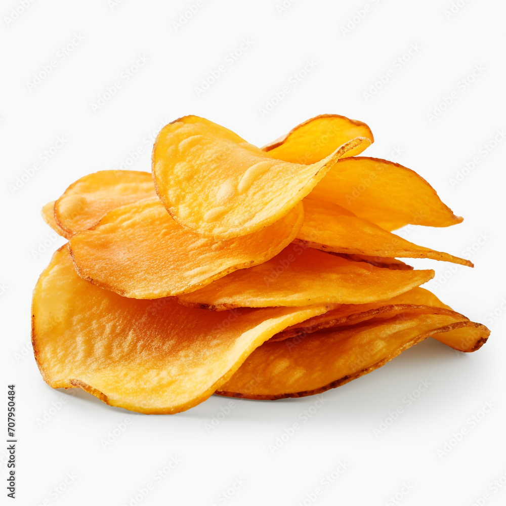 photography of potato chips isolated on a transparent background created with Generative Ai photography of potato chips isolated on a transparent background created with Generative Ai