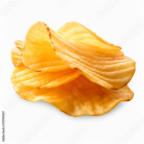 photography of potato chips isolated on a transparent background created with Generative Ai