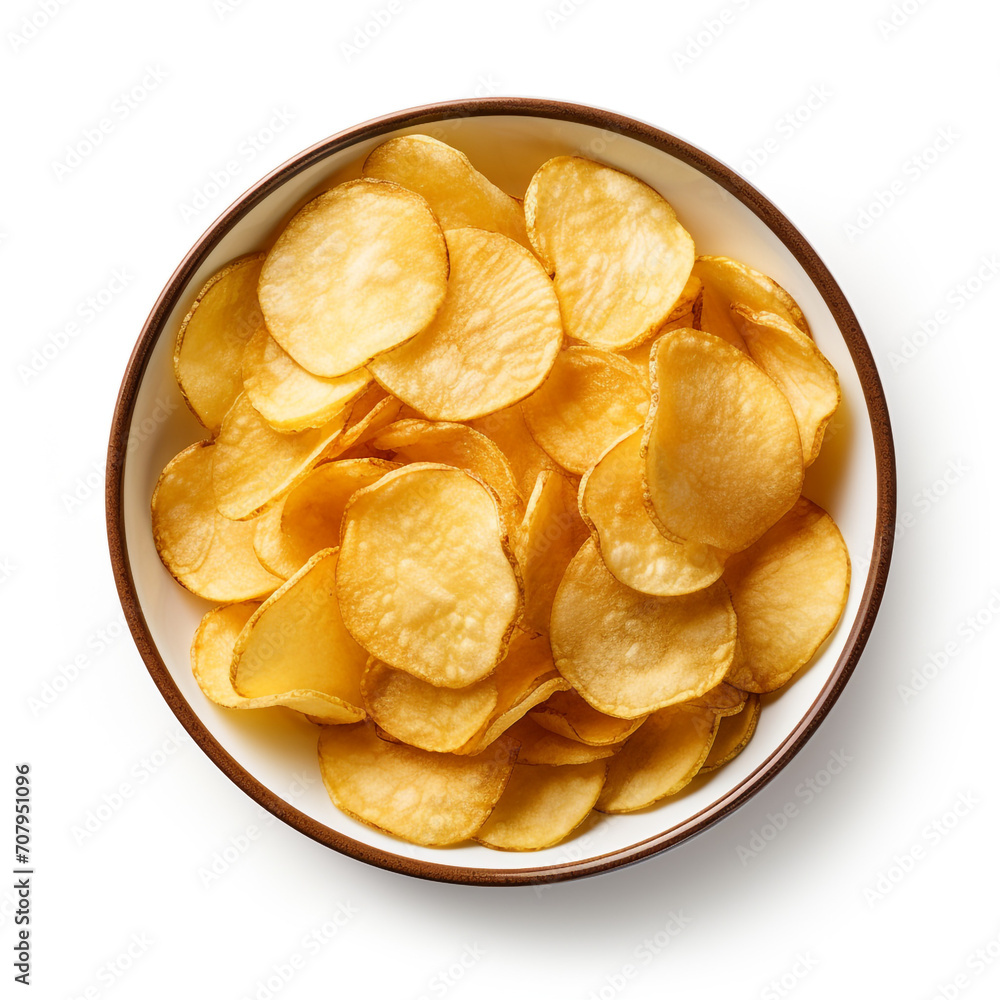 photography of potato chips isolated on a transparent background created with Generative Ai photography of potato chips isolated on a transparent background created with Generative Ai