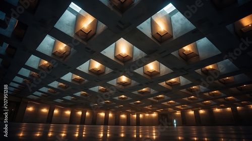 Pattern for cement panel ceilings Architectural details with copy space, Generative AI.