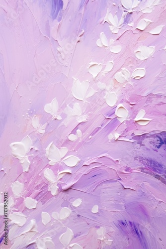 Lilac closeup of impasto abstract rough white art painting texture