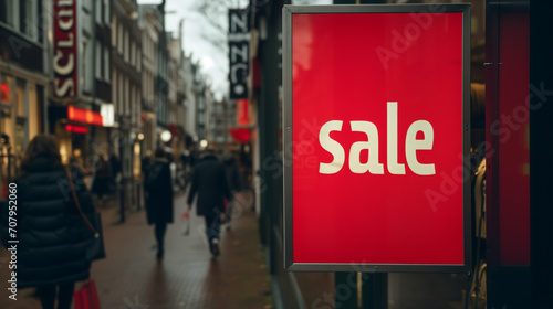 red sale sign in the city