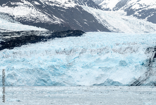 Close up of the west end of Harvard tidewater glacier in College Fjord, Alaska, USA photo