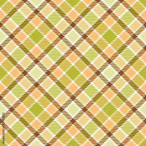 Checkered tartan plaid seamless pattern. Diagonal check. Traditional abstract geometric textile design in beige, brown, pink, green, white colors