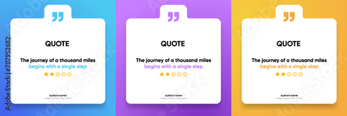 3D bubble testimonial banner, quote, infographic. Social media post template designs for quotes. Empty speech bubbles, quote bubbles and text box. Vector Illustration EPS10.