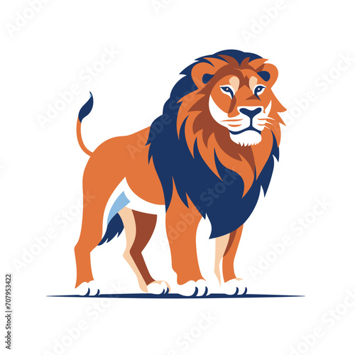 Standing lion isolated on a neutral background. Vector illustration