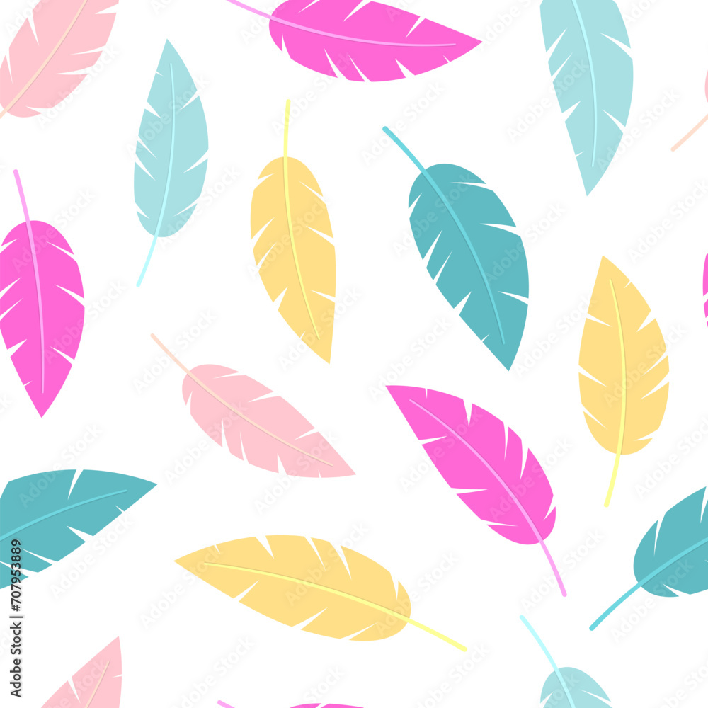 Fototapeta premium Multicolored bird feathers vector seamless pattern