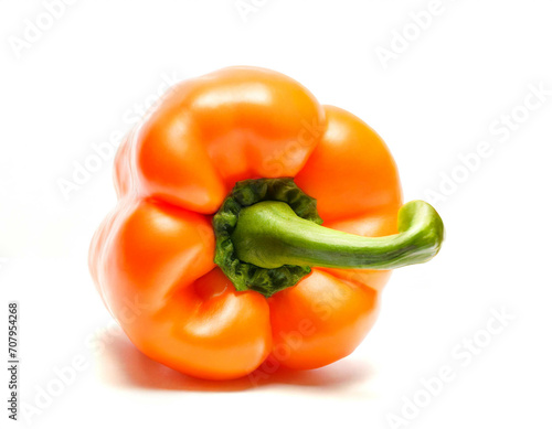 Orange Paprika isoliert auf weißem Hintergrund, Freisteller 