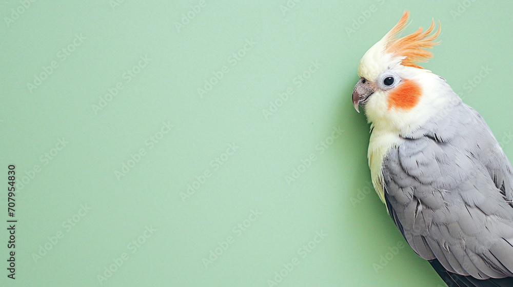 Cockatiel on a green background Cockatiel on a green background