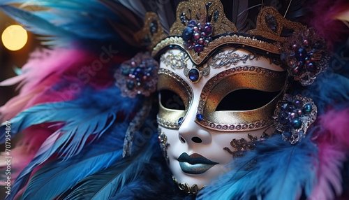 Elegant women in colorful masks celebrate Mardi Gras generated by AI © Gstudio