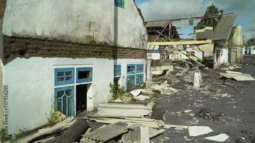 The village after the eruption of the Semeru volcano on December 4, 2022. Java Island, Indonesia photo