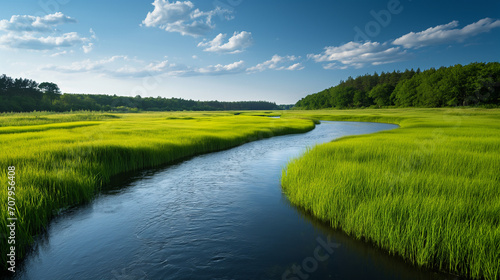 Grassland with a river